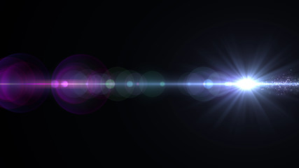 Lens Flares and Particles space lower thirds 3D illustration background.