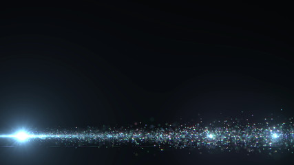 Lens Flares and Particles space lower thirds 3D illustration background.