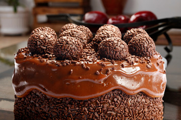Chocolate cake with bonbon