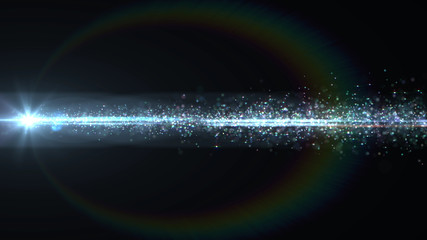 Lens Flares and Particles space lower thirds 3D illustration background.