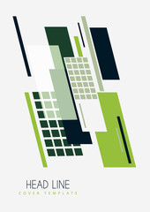 Abstract oblique rectangles and squares on a white background. Universal geometric template for corporate design for cover, business card, flyer, report. Vector