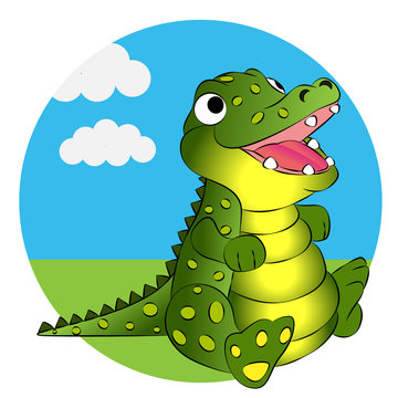 Cute Crocodile, Cartoon illustration 