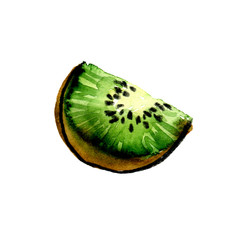 Delicious juicy green kiwi. Set of fruits. Kiwi slices.