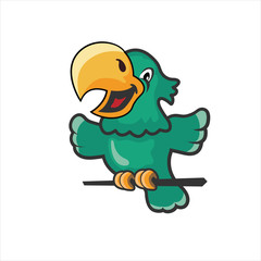 Funny parrot cartoon for logos