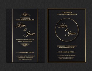 Luxury vintage golden vector invitation card template	
