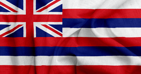 Flag of hawaii, USA with waving fabric texture	