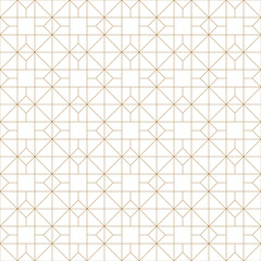 Seamless geometric pattern in golden and white.Fine lines.