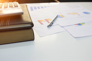 Business equipment placed on a desk in the office.