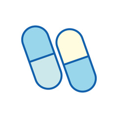 Medical pills line and fill style icon vector design