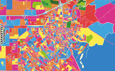 Lafayette, Louisiana, USA, colorful vector map