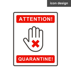 Attention quarantine stop hand vector sign