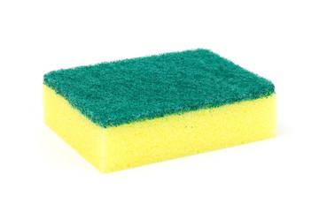 Colored sponges for washing dishes and other domestic needs, isoleted on white background