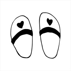 Cute hand drawn winter warm Slippers. Doodle vector illustration for greeting cards, posters, stickers and seasonal design.  Isolated on white background
