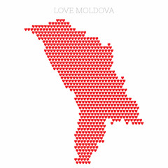 Moldova country map made from love heart halftone pattern
