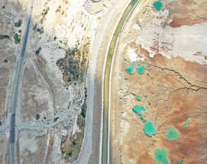 Aerial view over the diverse Judaean desert, Israel 