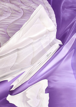 Abstract white and purple fabrics