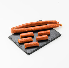 Board with delicious cured sausage