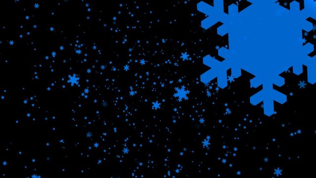 Creative realistic snowfall animation over black background in full HD resolution.