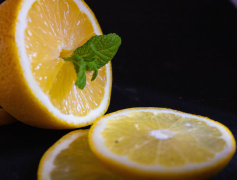 illustration of leamon sliced with fresh mint on top