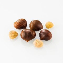 Bunch of healthy edible chestnuts