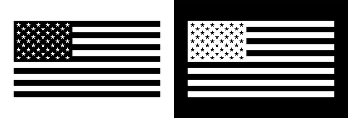 American Flag in Blank and White Color