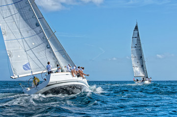 Sailing yacht race. Yachting sport