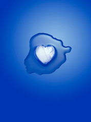 Melting ice heart in water