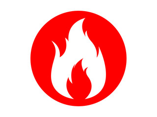 fire icon  red button on a white background, vector illustration.