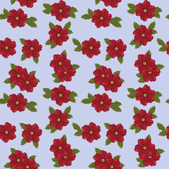 Digital illustration of a seamless texture with red flowers.