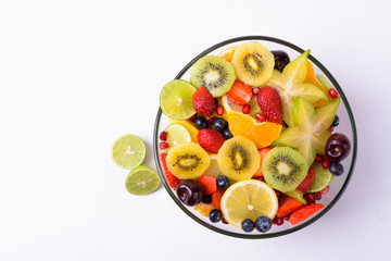 Portrait Of Assorted Delicious Fruits Against White Background