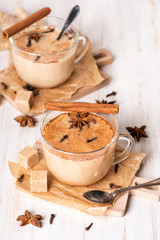 Glass cups of traditional Indian masala chai