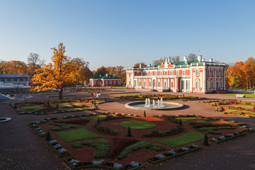 Kadriorg, baroque palace of tsar Peter's times. Autumn season and sunny day.