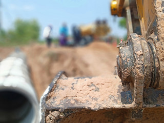 Blurred image of the drain pipe work