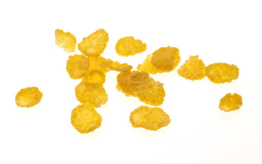 corn flakes isolated on white background. view from above