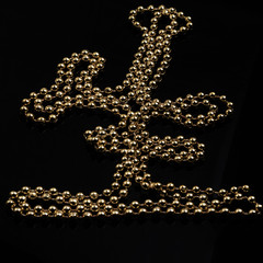 The instalence of beads in the form of Chinese hieroglyph, meaning life.