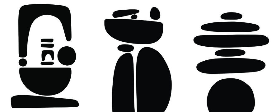 minimalist abstract shapes black and white art vector set