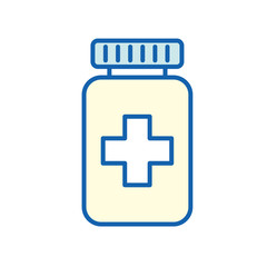 Medicine jar with cross line and fill style icon vector design