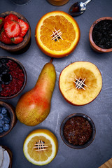 Close-up view of Eastern hookah smoking ingredients . Shisha concept. Modern hookah.