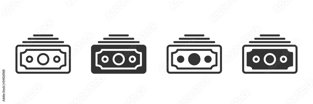 Aufkleber money icons in four different versions in a flat design