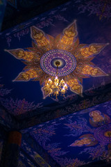 A beautiful view of Wat Rong Suea Ten, te Blue Temple at Chiang Rai, Thailand.