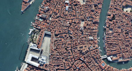 Venice Italy from the altitude of the quadrocopter, Grand canal, 2019 in 3D