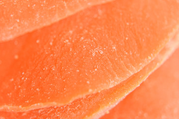 closer look at the structure of dried and candied mango slice