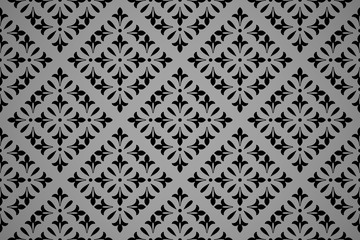 Flower geometric pattern. Seamless vector background. Black and grey ornament. Ornament for fabric, wallpaper, packaging. Decorative print