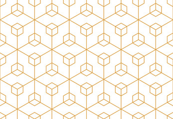 The geometric pattern with lines. Seamless vector background. White and gold texture. Graphic modern pattern. Simple lattice graphic design