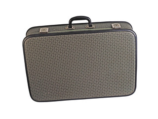  Old suitcase isolated on white background, Vintage old bag