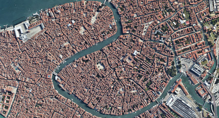 Venice Italy from the altitude of the quadrocopter, Grand canal, 2019 in 3D