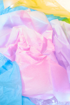 Multicolored tissue paper and bubble wrap