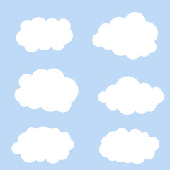 White bubbles cloud. Isolated Cartoon flat illustration. Blue sky and good summer weather