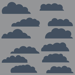 Rainy clouds. Dark blue element of bad autumn weather. Set of nature and the sky. Cartoon flat illustration.