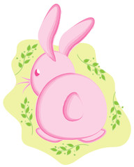 pink little rabbit with branches